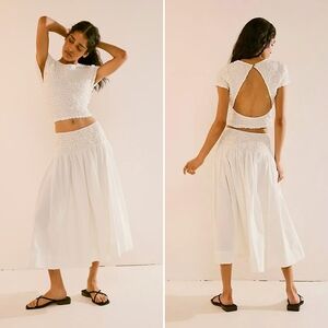 Free People, Carino Open Back Skirt Set In Off White